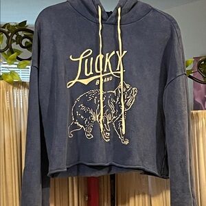 Lucky Brand Blue Hoodie with Bear Design